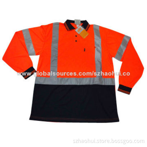 Men's high visible safety polo uniform, 3m reflective tape available, OEM brand is welcome